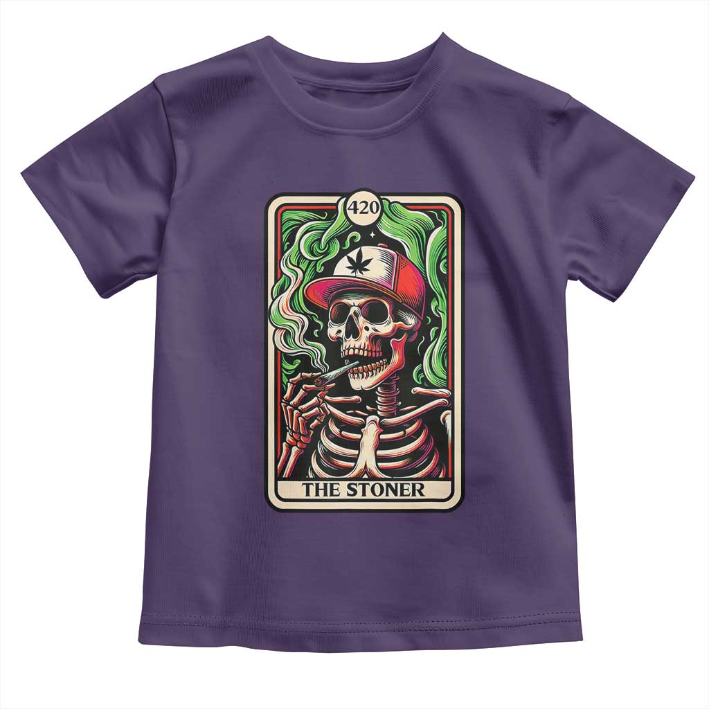 Skeleton 420 The Stoner Toddler T Shirt Retro Tarot Card Weed Lover Cannabis Trippy Vibes TS02 Purple Print Your Wear