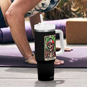 Skeleton 420 The Stoner Tumbler With Handle Retro Tarot Card Weed Lover Cannabis Trippy Vibes TS02 Print Your Wear
