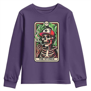 Skeleton 420 The Stoner Youth Sweatshirt Retro Tarot Card Weed Lover Cannabis Trippy Vibes TS02 Purple Print Your Wear