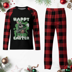 Happy 420 Easter Plaid Pajama Set Funny Smoking Easter Bunny TS02 Buffalo Plaid Print Your Wear