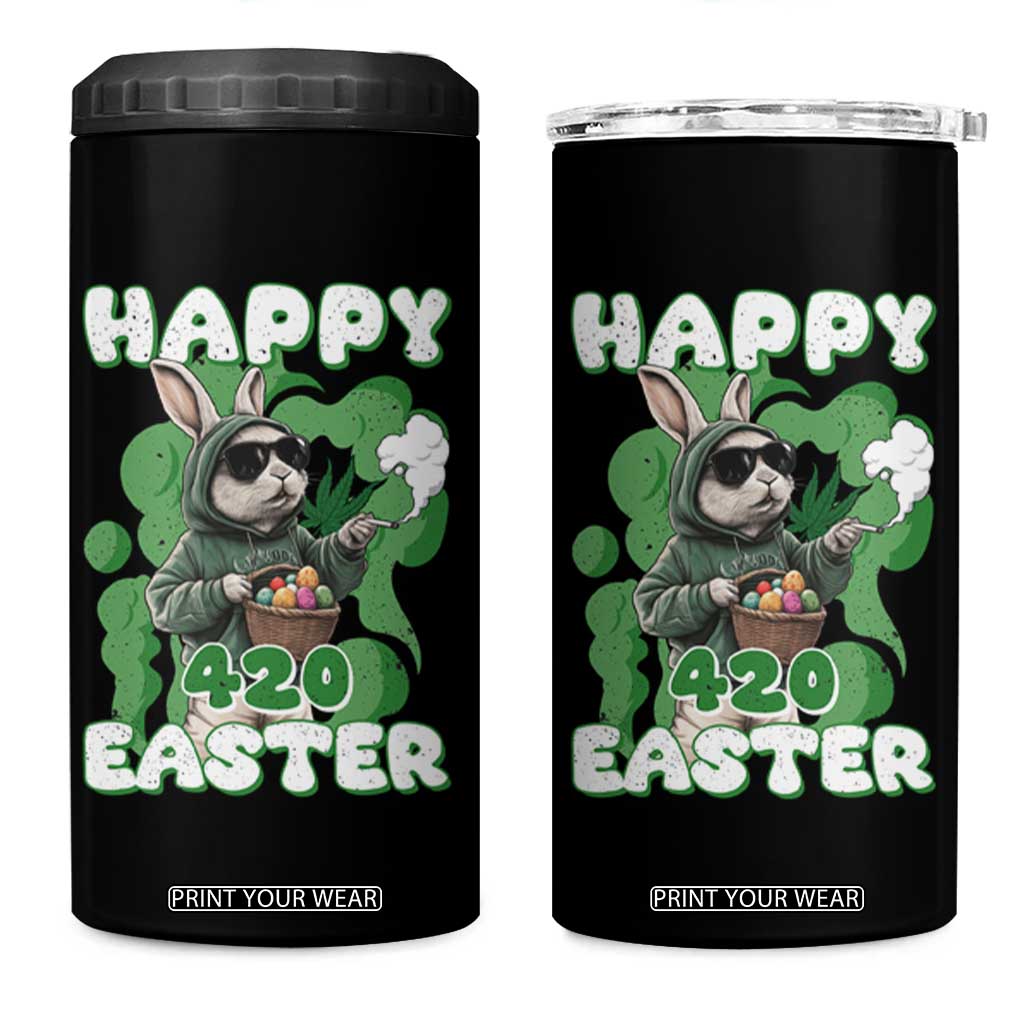 Happy 420 Easter 4 in 1 Can Cooler Tumbler Funny Smoking Easter Bunny TS02 One Size: 16 oz Black Print Your Wear