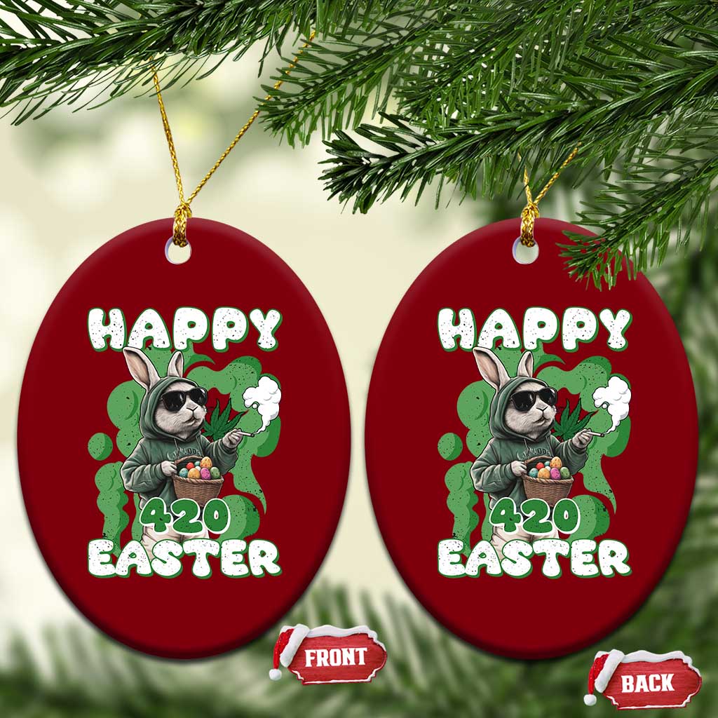 Happy 420 Easter Ceramic Ornament Funny Smoking Easter Bunny TS02 Print Your Wear