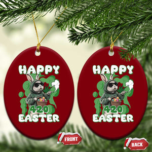 Happy 420 Easter Ceramic Ornament Funny Smoking Easter Bunny TS02 Print Your Wear