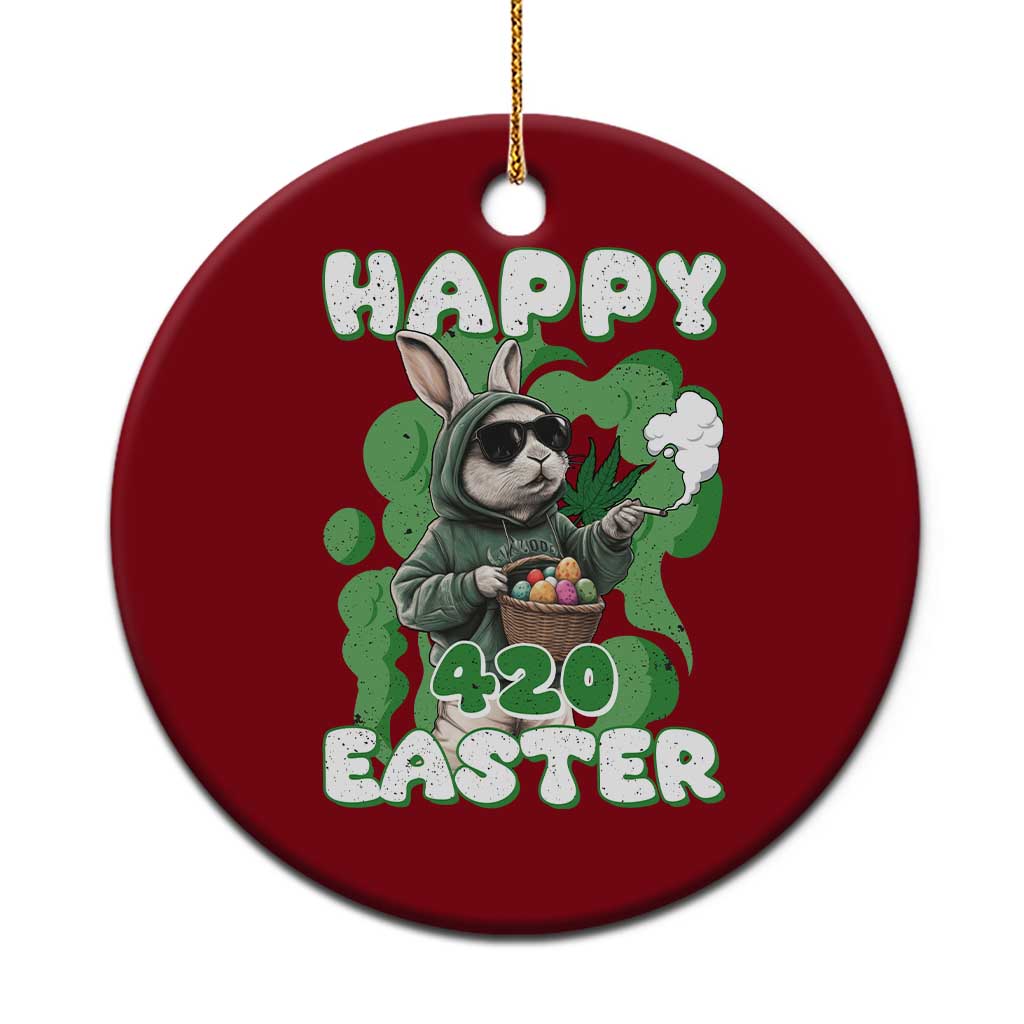 Happy 420 Easter Ceramic Ornament Funny Smoking Easter Bunny TS02 1pc Red Print Your Wear