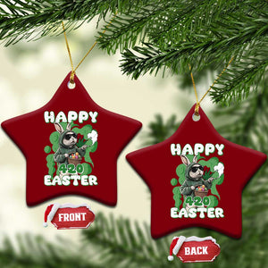 Happy 420 Easter Ceramic Ornament Funny Smoking Easter Bunny TS02 Print Your Wear