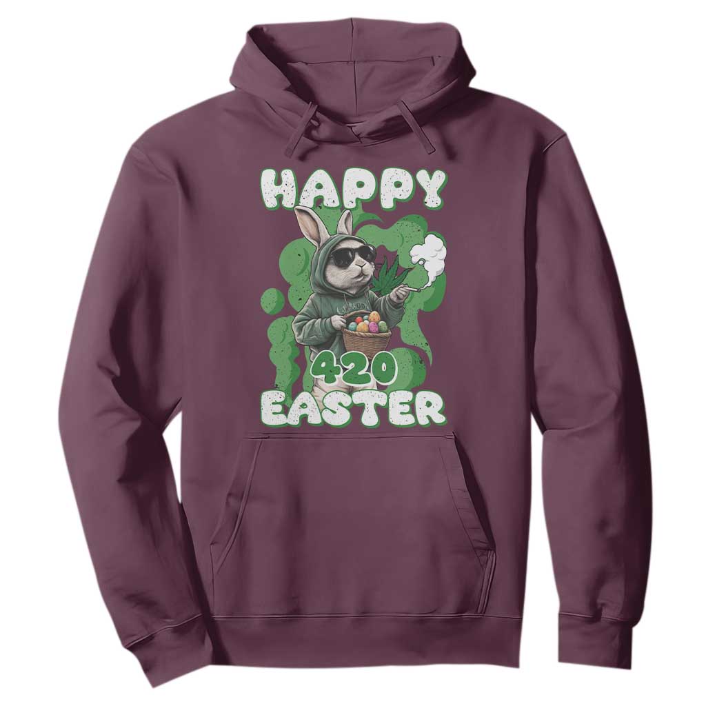 Happy 420 Easter Hoodie Funny Smoking Easter Bunny TS02 Maroon Print Your Wear