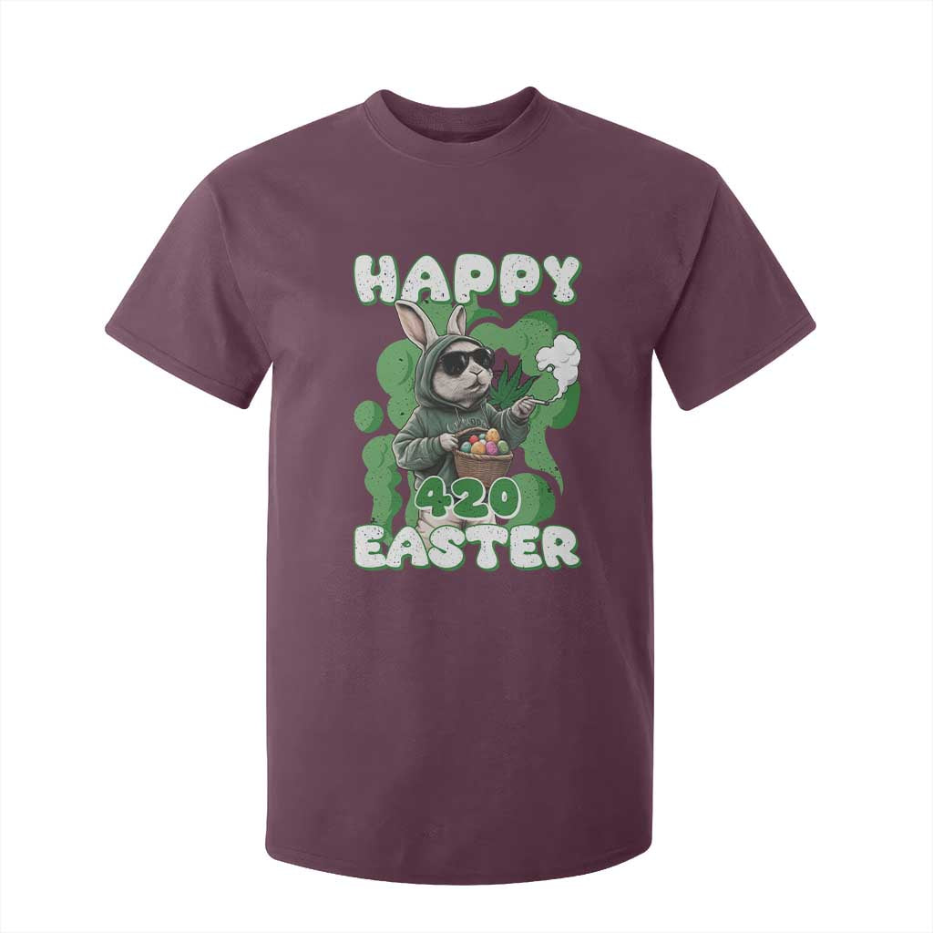 Happy 420 Easter T Shirt For Kid Funny Smoking Easter Bunny TS02 Maroon Print Your Wear