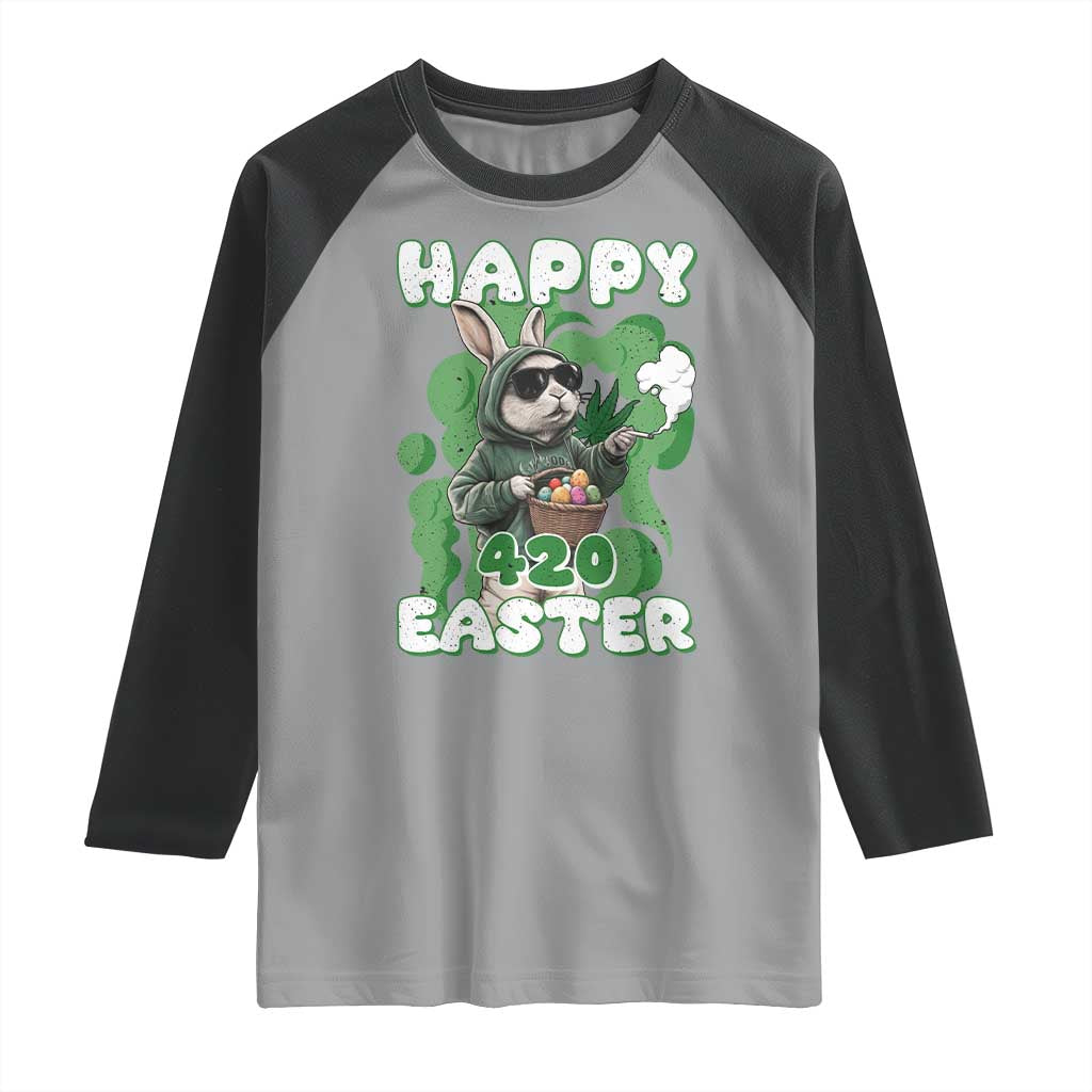 Happy 420 Easter Raglan Shirt Funny Smoking Easter Bunny TS02 Sport Gray Black Print Your Wear