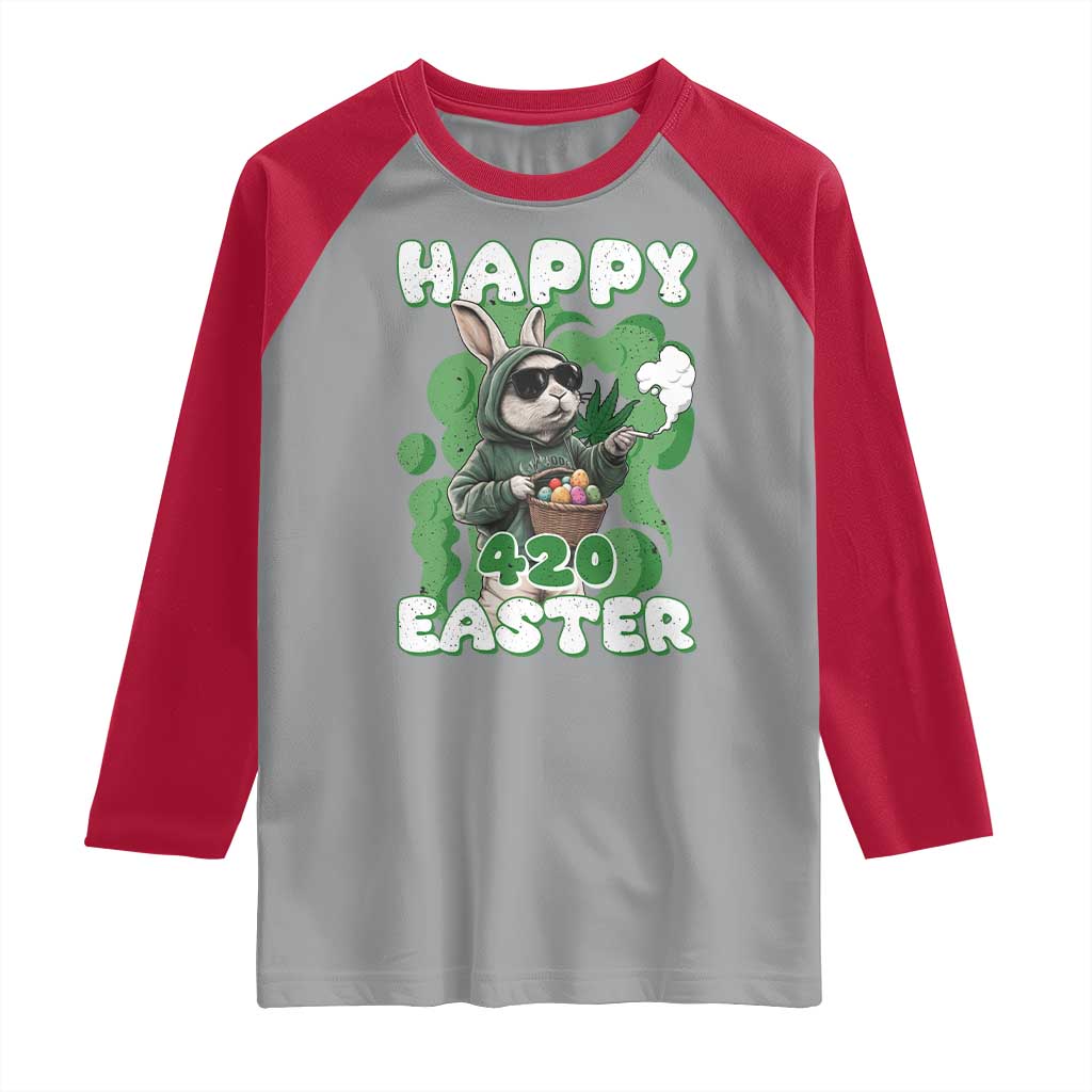 Happy 420 Easter Raglan Shirt Funny Smoking Easter Bunny TS02 Sport Gray Red Print Your Wear