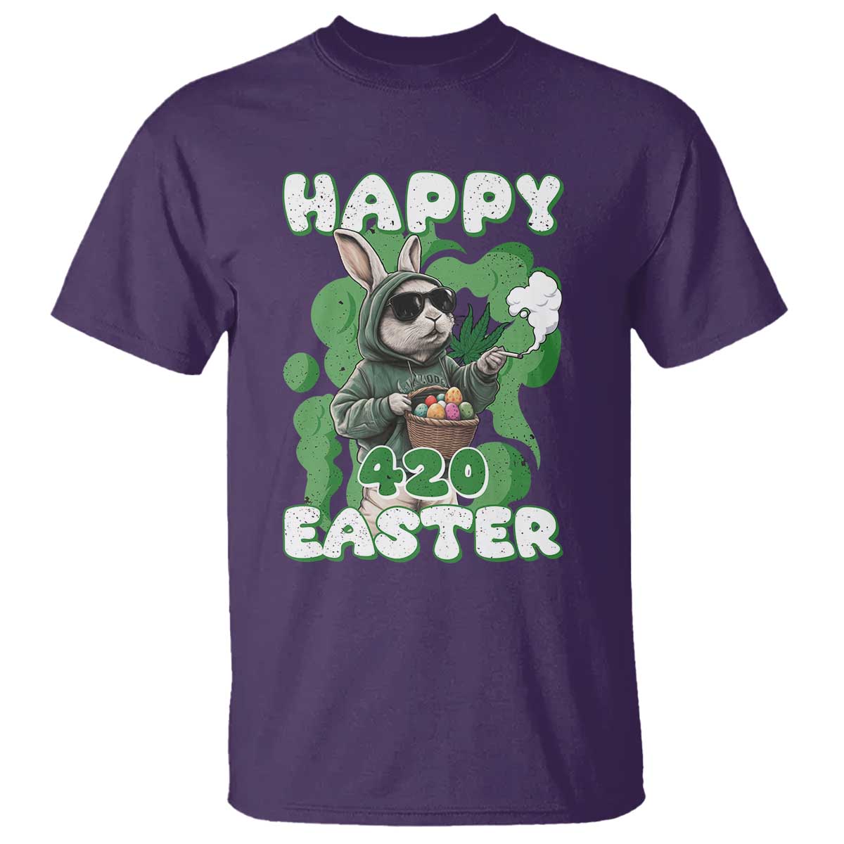 Happy 420 Easter T Shirt Funny Smoking Easter Bunny TS02 Purple Print Your Wear