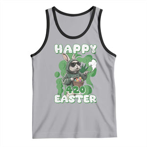 Happy 420 Easter Tank Top Funny Smoking Easter Bunny TS02 Athletic Heather Black Print Your Wear