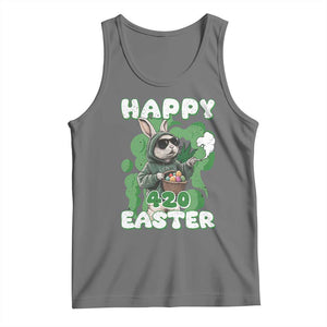 Happy 420 Easter Tank Top Funny Smoking Easter Bunny TS02 Black Heather Print Your Wear