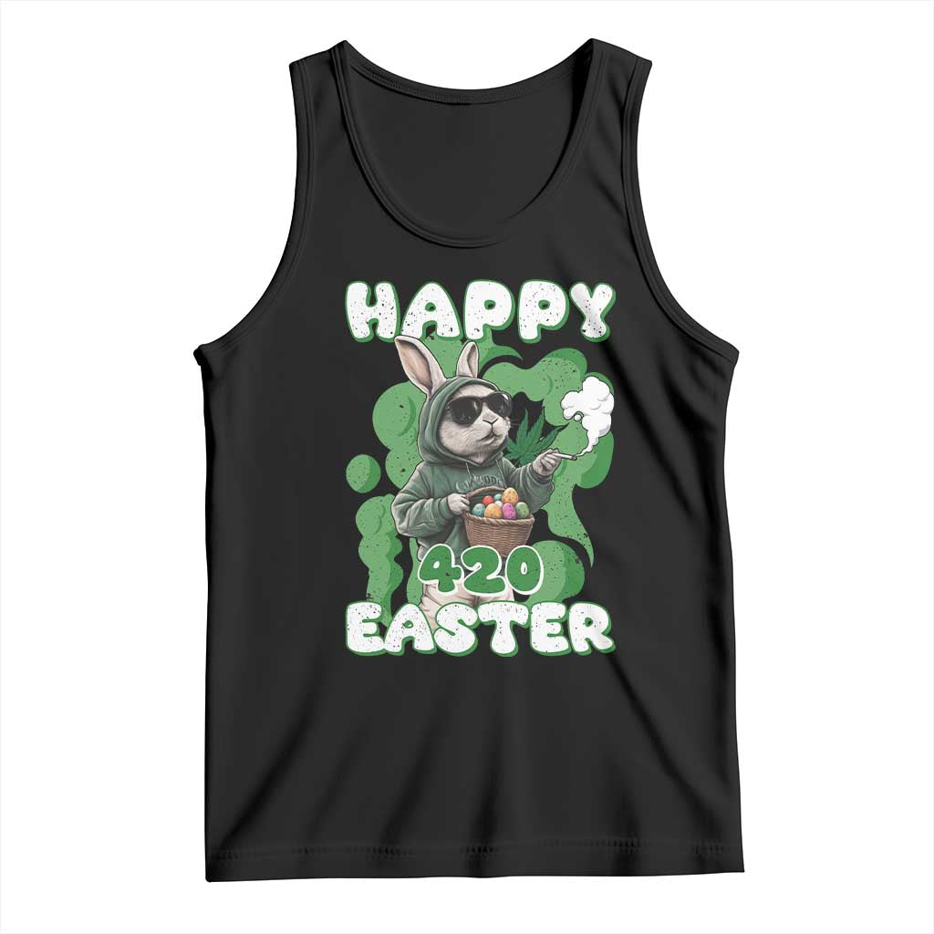 Happy 420 Easter Tank Top Funny Smoking Easter Bunny TS02 Black Print Your Wear