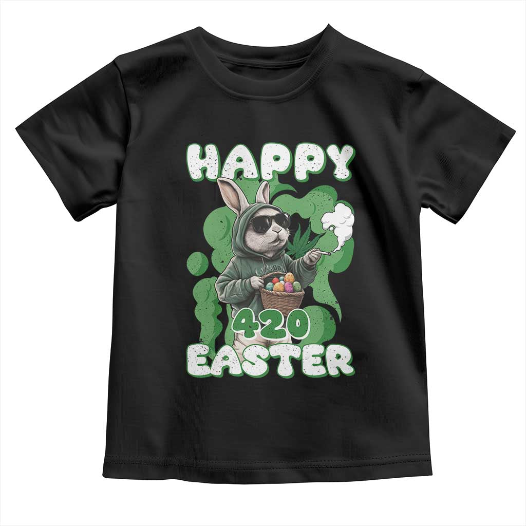Happy 420 Easter Toddler T Shirt Funny Smoking Easter Bunny TS02 Black Print Your Wear