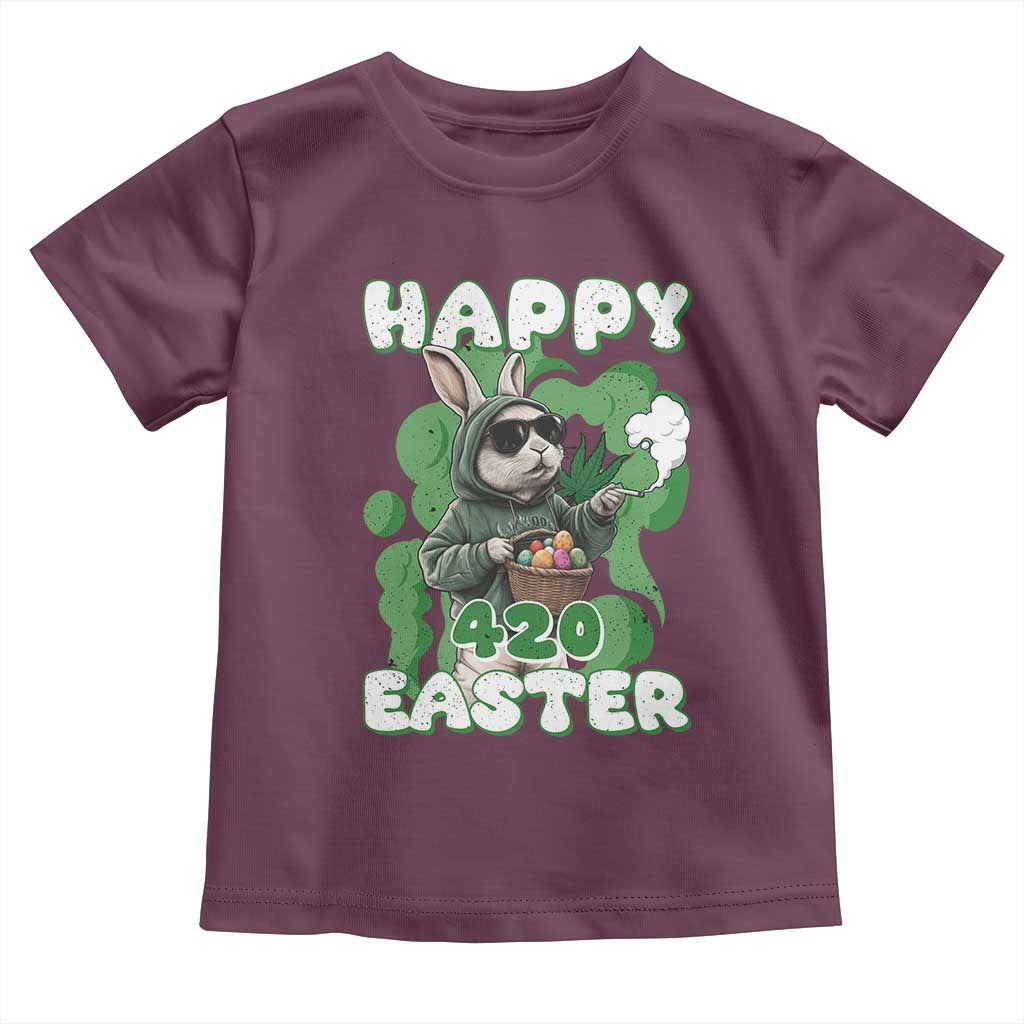 Happy 420 Easter Toddler T Shirt Funny Smoking Easter Bunny TS02 Maroon Print Your Wear