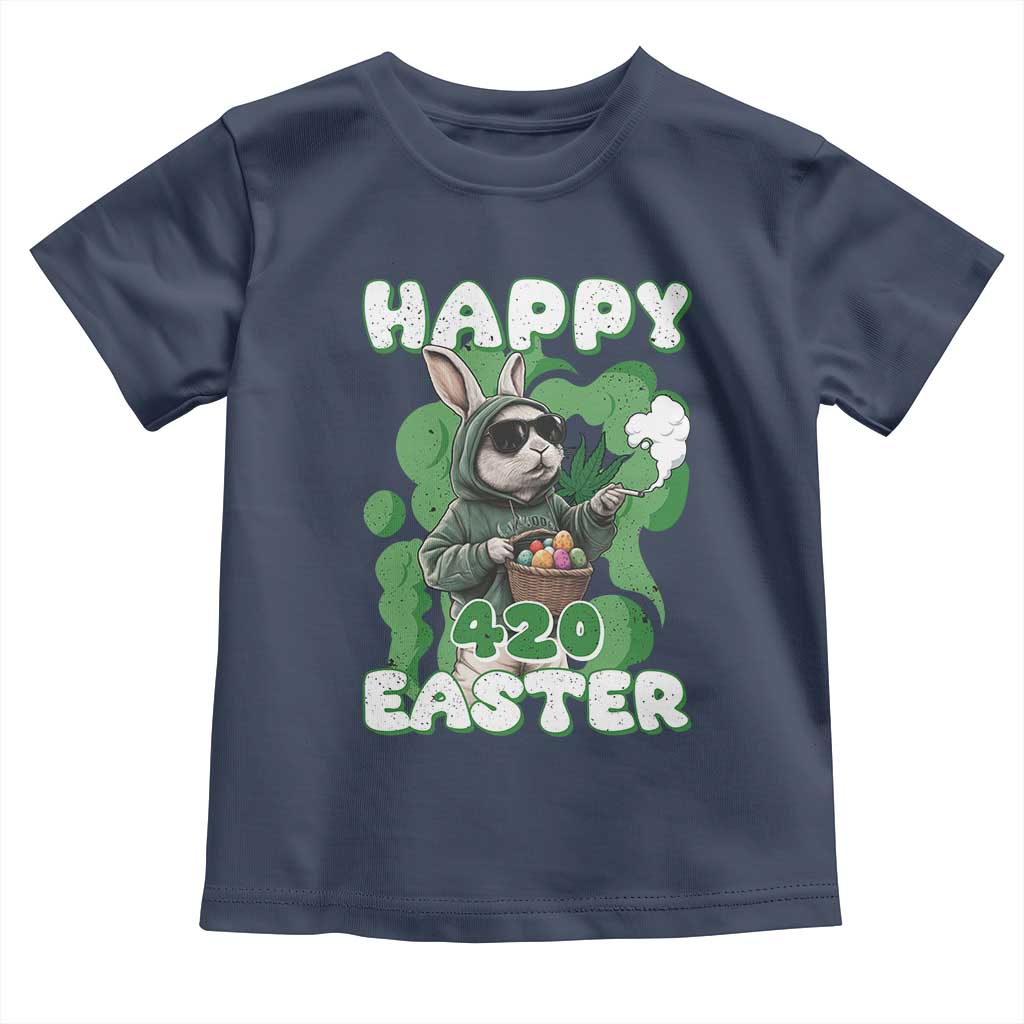 Happy 420 Easter Toddler T Shirt Funny Smoking Easter Bunny TS02 Navy Print Your Wear