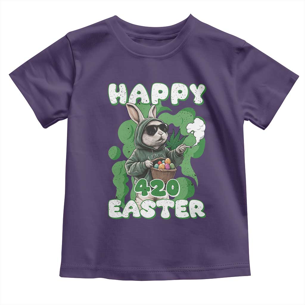 Happy 420 Easter Toddler T Shirt Funny Smoking Easter Bunny TS02 Purple Print Your Wear