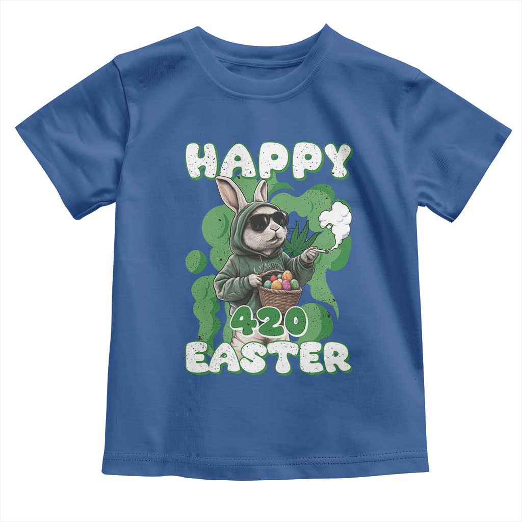 Happy 420 Easter Toddler T Shirt Funny Smoking Easter Bunny TS02 Royal Blue Print Your Wear