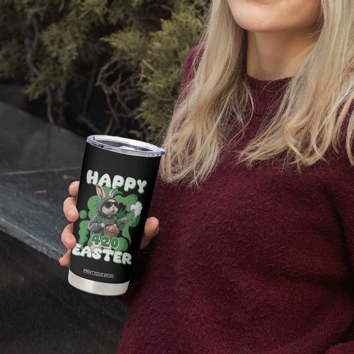Happy 420 Easter Tumbler Cup Funny Smoking Easter Bunny TS02 Print Your Wear