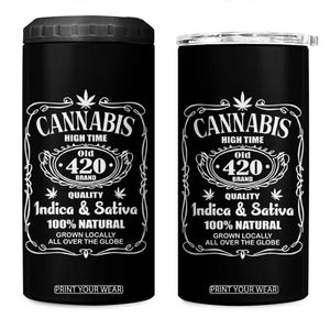Funny Cannabis High Time 4 in 1 Can Cooler Tumbler Old 420 Quality Indica & Sativa Weed TS02 One Size: 16 oz Black Print Your Wear