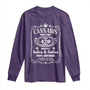 Funny Cannabis High Time Long Sleeve Shirt Old 420 Quality Indica & Sativa Weed TS02 Purple Print Your Wear
