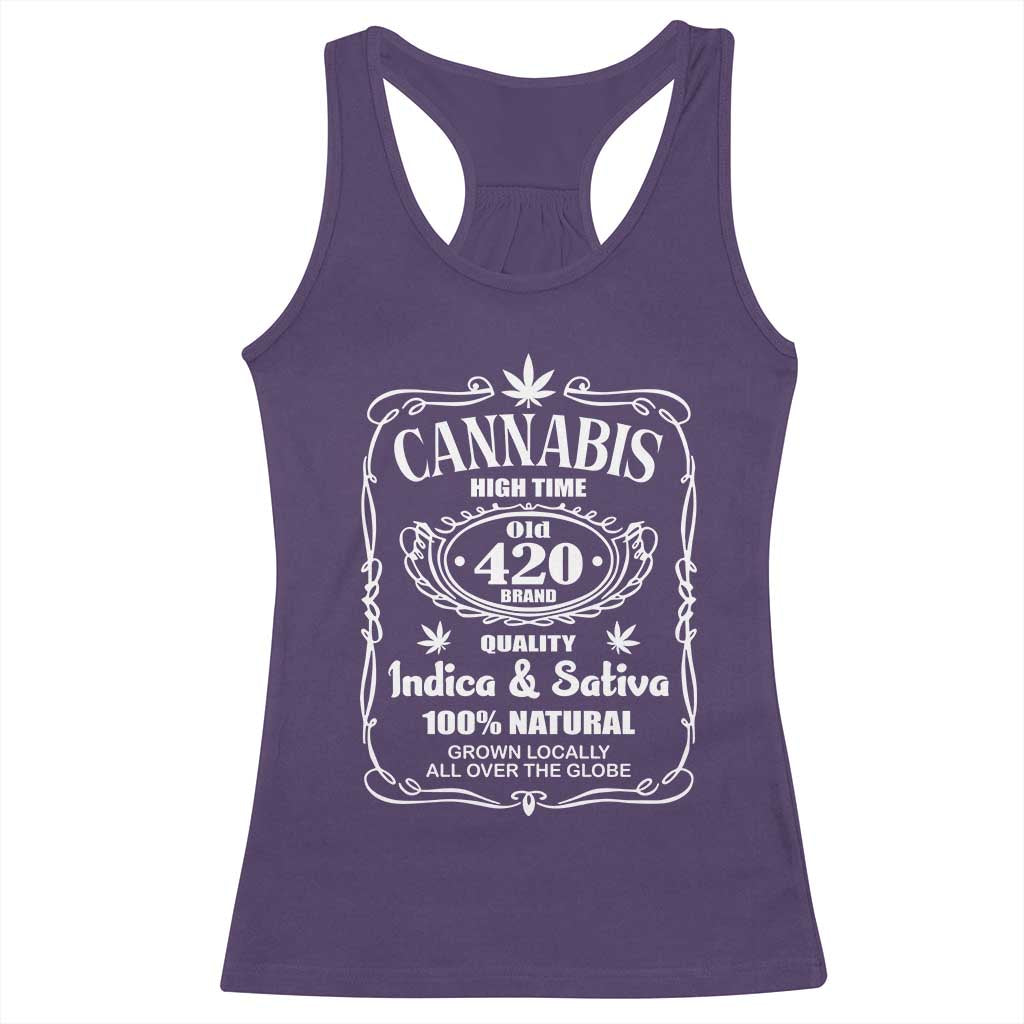 Funny Cannabis High Time Racerback Tank Top Old 420 Quality Indica & Sativa Weed TS02 Purple Print Your Wear