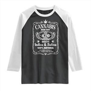 Funny Cannabis High Time Raglan Shirt Old 420 Quality Indica & Sativa Weed TS02 Black White Print Your Wear