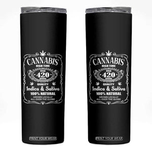 Funny Cannabis High Time Skinny Tumbler Old 420 Quality Indica & Sativa Weed TS02 Black Print Your Wear