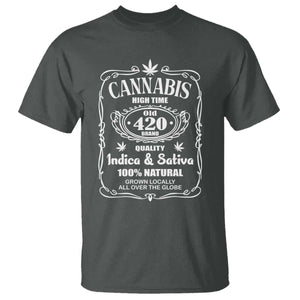 Funny Cannabis High Time T Shirt Old 420 Quality Indica & Sativa Weed TS02 Dark Heather Print Your Wear