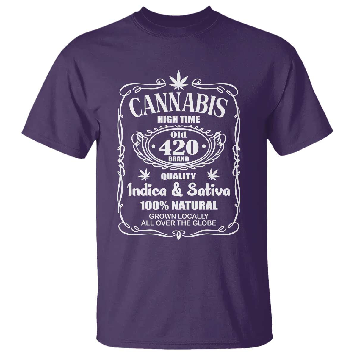 Funny Cannabis High Time T Shirt Old 420 Quality Indica & Sativa Weed TS02 Purple Print Your Wear