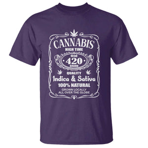 Funny Cannabis High Time T Shirt Old 420 Quality Indica & Sativa Weed TS02 Purple Print Your Wear