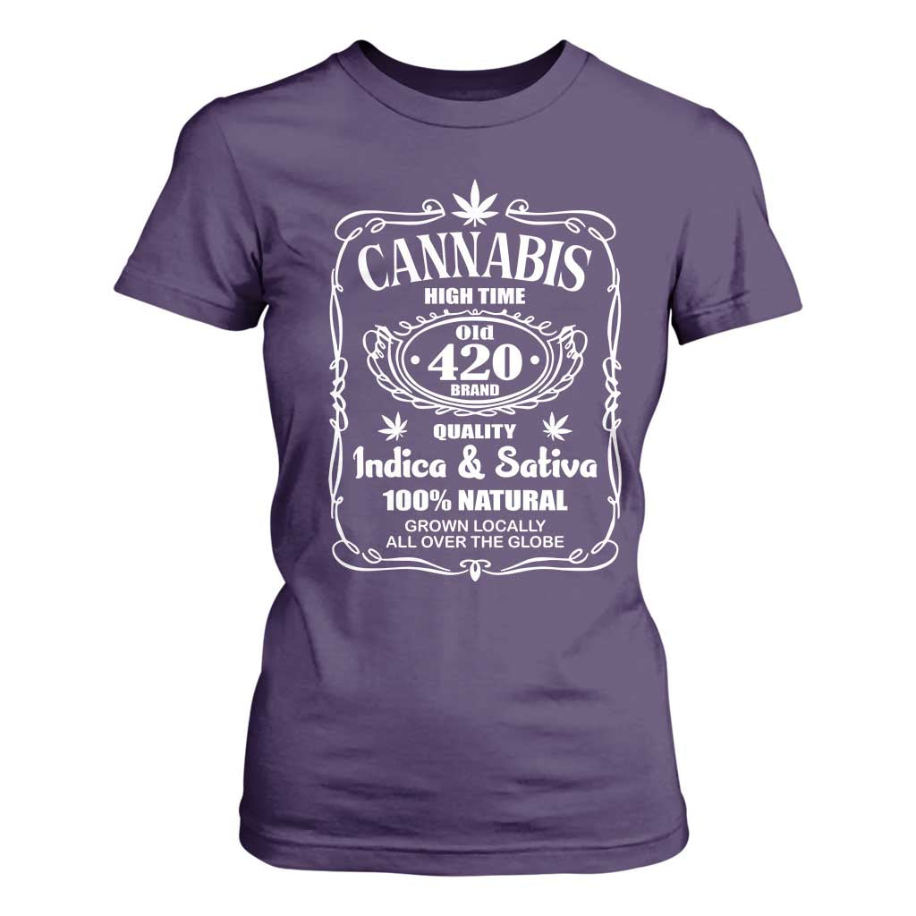 Funny Cannabis High Time T Shirt For Women Old 420 Quality Indica & Sativa Weed TS02 Purple Print Your Wear