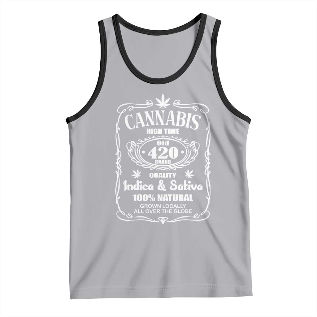 Funny Cannabis High Time Tank Top Old 420 Quality Indica & Sativa Weed TS02 Athletic Heather Black Print Your Wear