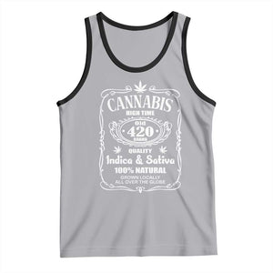 Funny Cannabis High Time Tank Top Old 420 Quality Indica & Sativa Weed TS02 Athletic Heather Black Print Your Wear