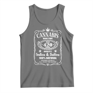 Funny Cannabis High Time Tank Top Old 420 Quality Indica & Sativa Weed TS02 Black Heather Print Your Wear