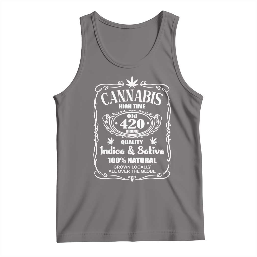 Funny Cannabis High Time Tank Top Old 420 Quality Indica & Sativa Weed TS02 Deep Heather Print Your Wear