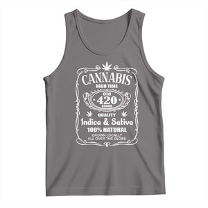 Funny Cannabis High Time Tank Top Old 420 Quality Indica & Sativa Weed TS02 Deep Heather Print Your Wear