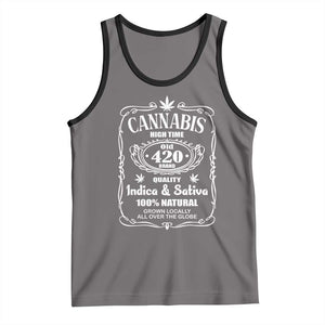Funny Cannabis High Time Tank Top Old 420 Quality Indica & Sativa Weed TS02 Deep Heather Black Print Your Wear