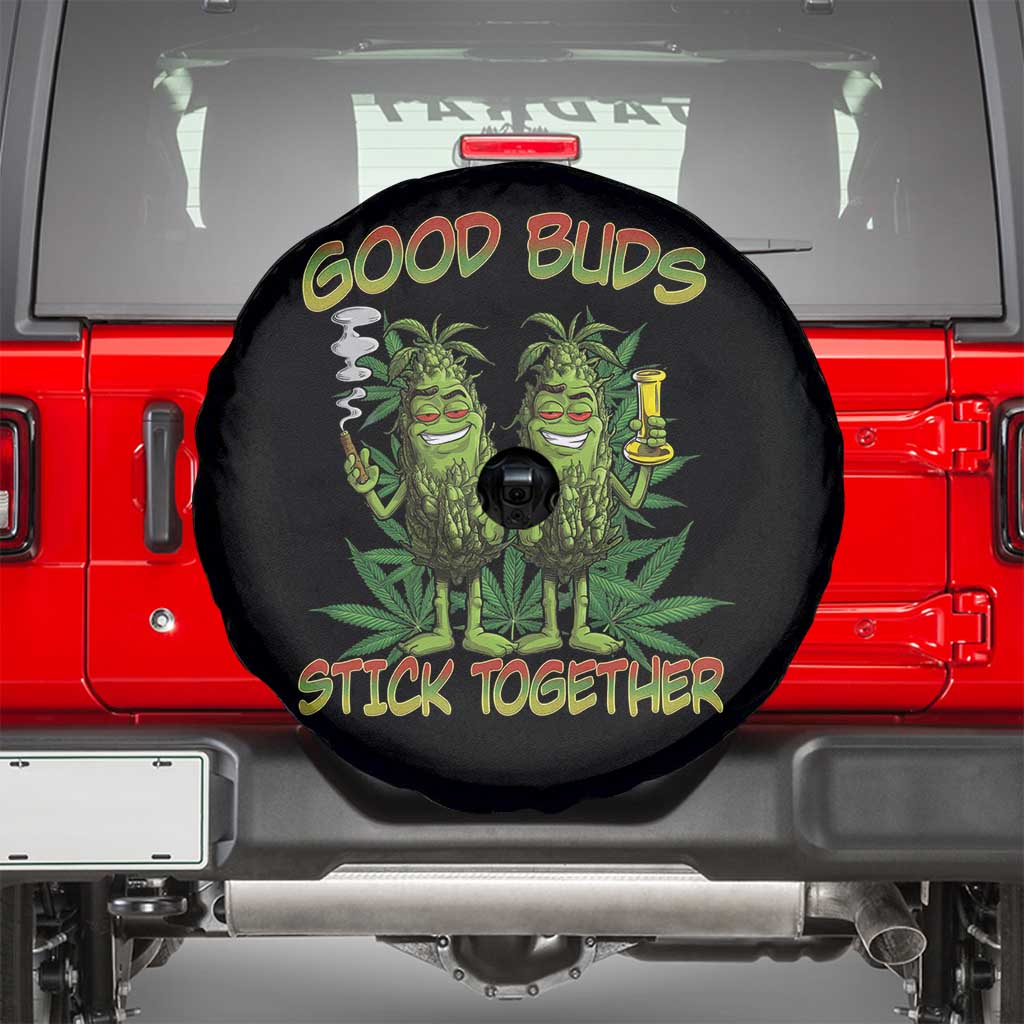 Funny Marijuana Spare Tire Cover Good Buds Stick Together Couples 420 Weed Cannabis TS02 Black Print Your Wear