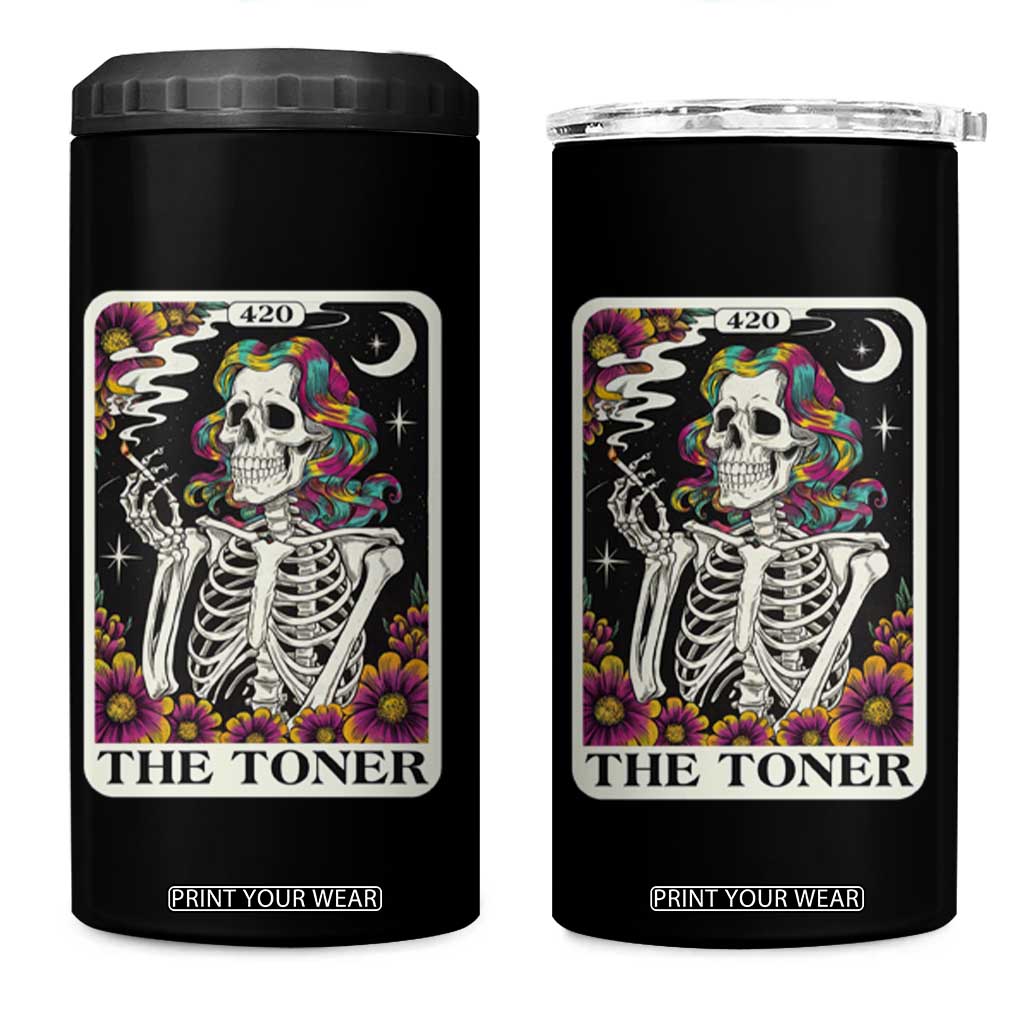 Skeleton 420 Cannabis 4 in 1 Can Cooler Tumbler Tarot Card The Stoner Weed Lover TS02 One Size: 16 oz Black Print Your Wear