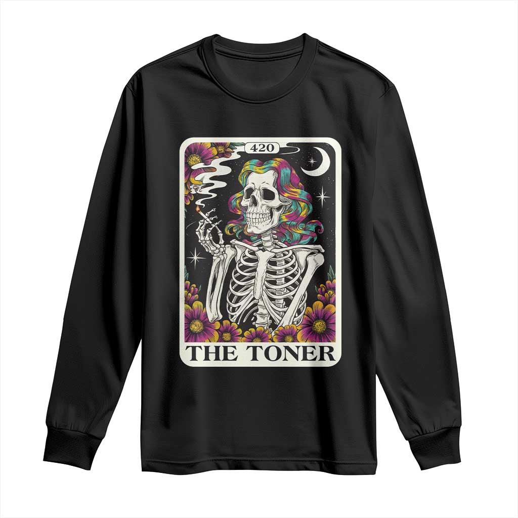 Skeleton 420 Cannabis Long Sleeve Shirt Tarot Card The Stoner Weed Lover TS02 Black Print Your Wear