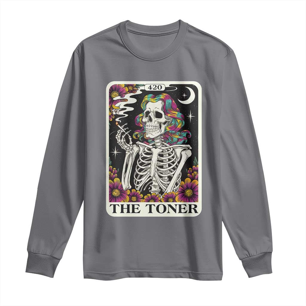 Skeleton 420 Cannabis Long Sleeve Shirt Tarot Card The Stoner Weed Lover TS02 Charcoal Print Your Wear