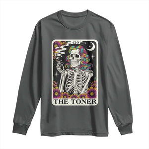 Skeleton 420 Cannabis Long Sleeve Shirt Tarot Card The Stoner Weed Lover TS02 Dark Heather Print Your Wear