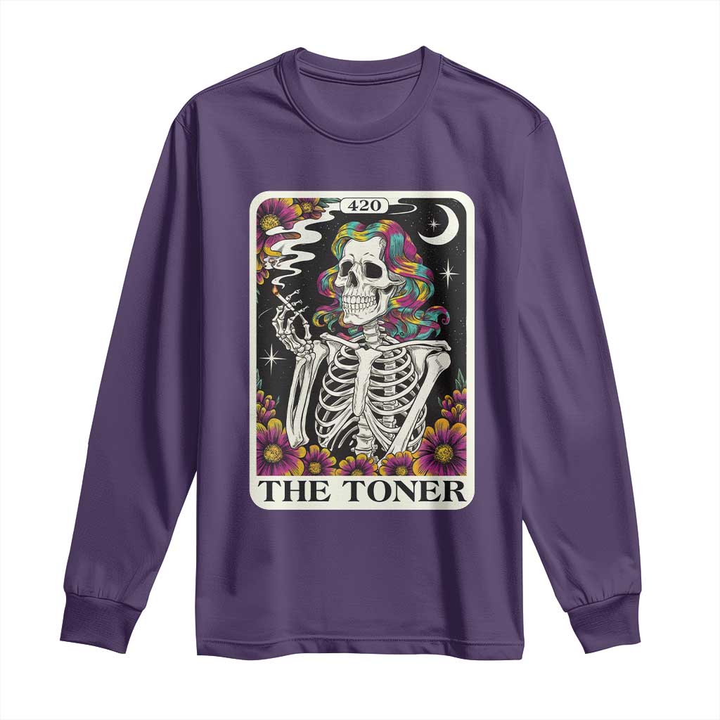 Skeleton 420 Cannabis Long Sleeve Shirt Tarot Card The Stoner Weed Lover TS02 Purple Print Your Wear