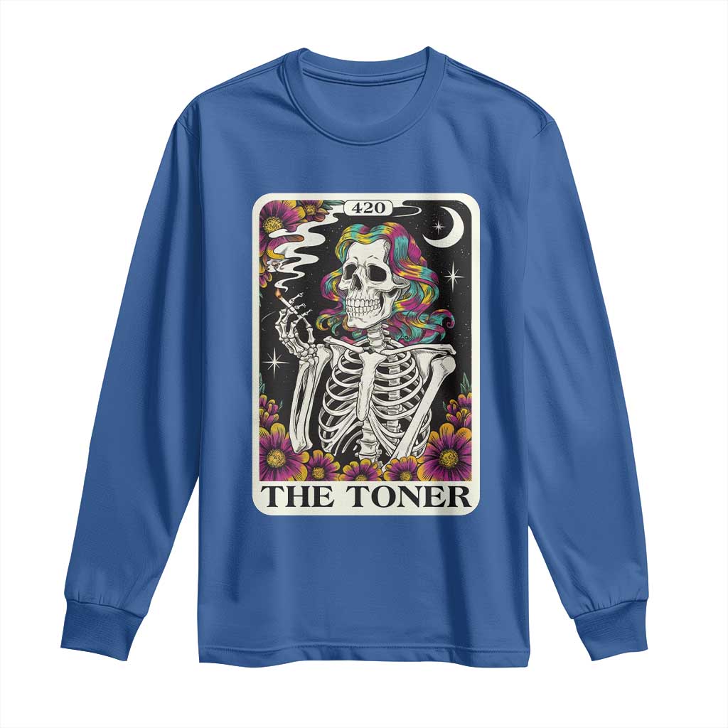 Skeleton 420 Cannabis Long Sleeve Shirt Tarot Card The Stoner Weed Lover TS02 Royal Blue Print Your Wear