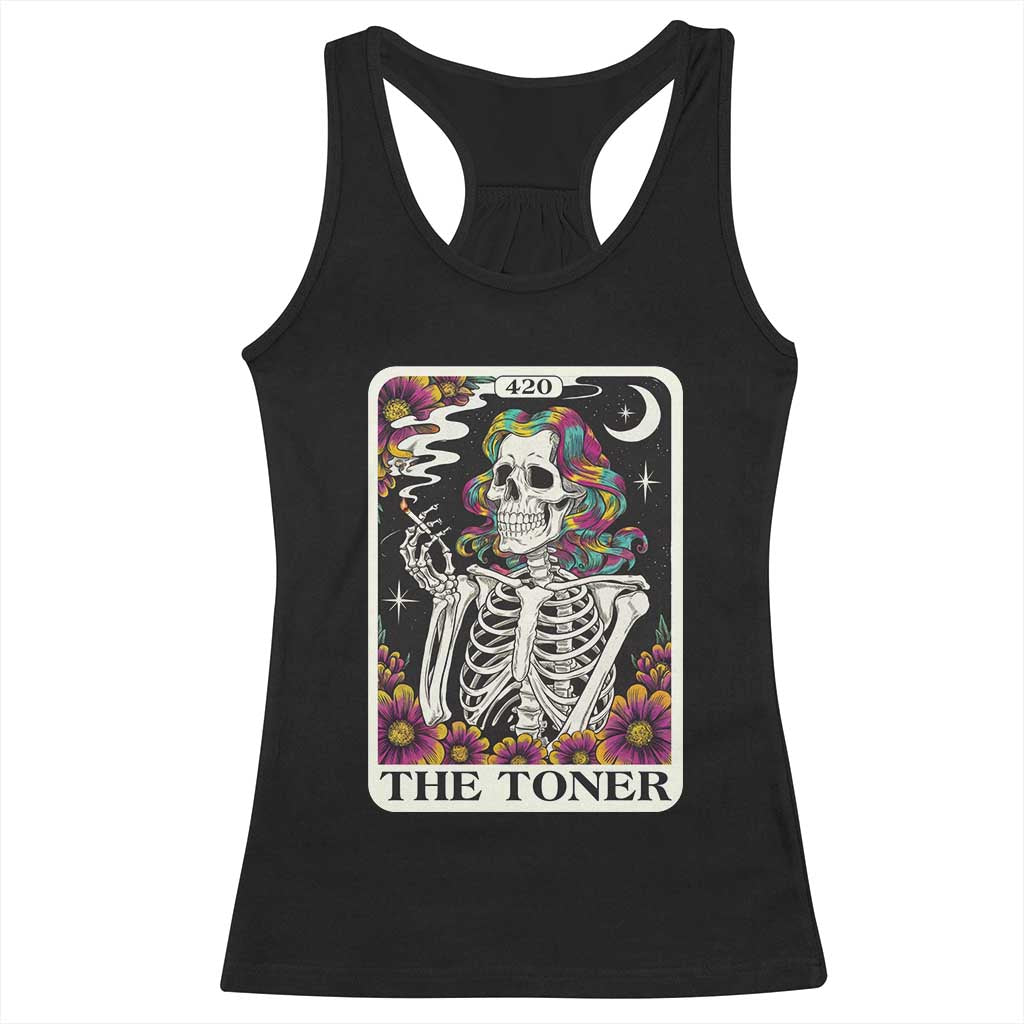 Skeleton 420 Cannabis Racerback Tank Top Tarot Card The Stoner Weed Lover TS02 Black Print Your Wear