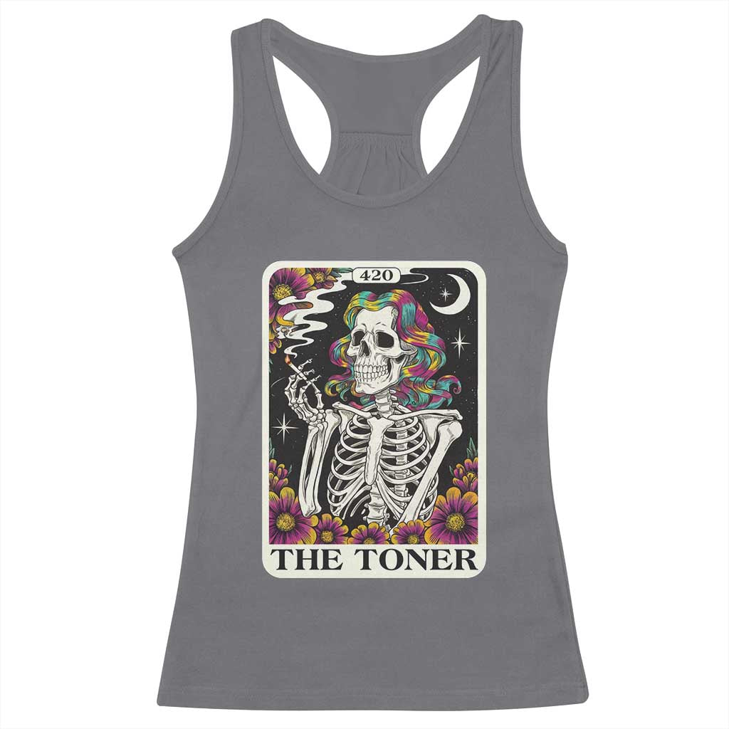 Skeleton 420 Cannabis Racerback Tank Top Tarot Card The Stoner Weed Lover TS02 Charcoal Print Your Wear
