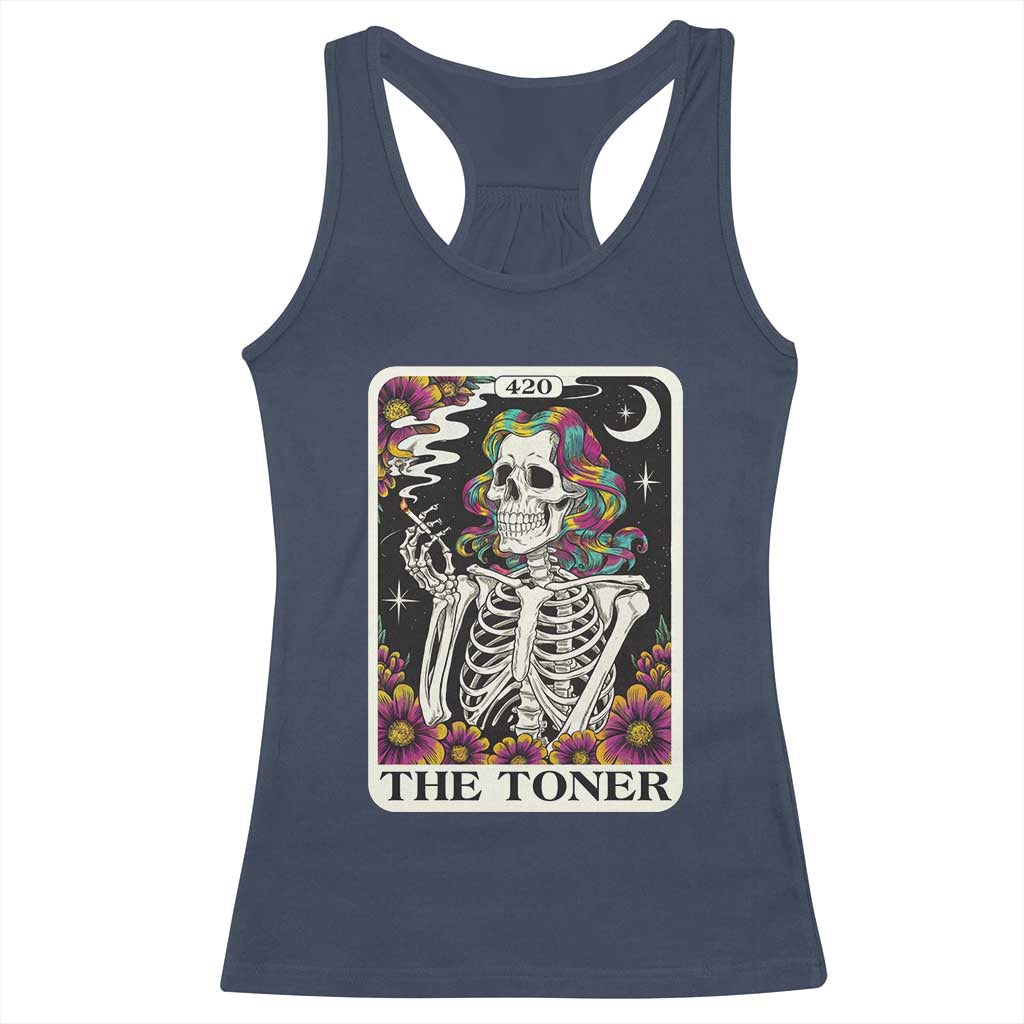 Skeleton 420 Cannabis Racerback Tank Top Tarot Card The Stoner Weed Lover TS02 Navy Print Your Wear