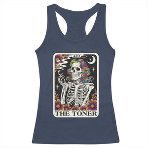 Skeleton 420 Cannabis Racerback Tank Top Tarot Card The Stoner Weed Lover TS02 Navy Print Your Wear