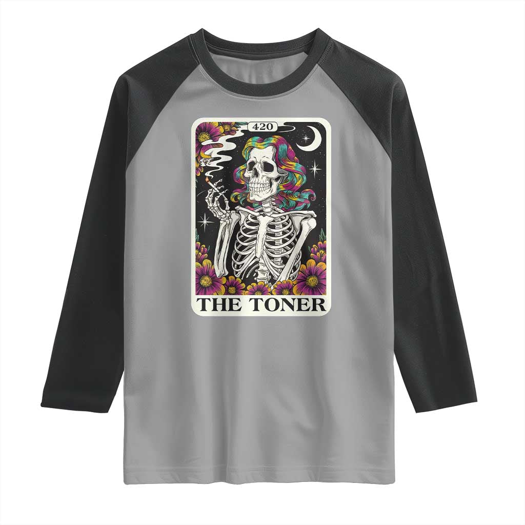 Skeleton 420 Cannabis Raglan Shirt Tarot Card The Stoner Weed Lover TS02 Sport Gray Black Print Your Wear